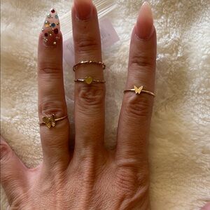 SHEIN Gold Heart and Butterfly Ring Set